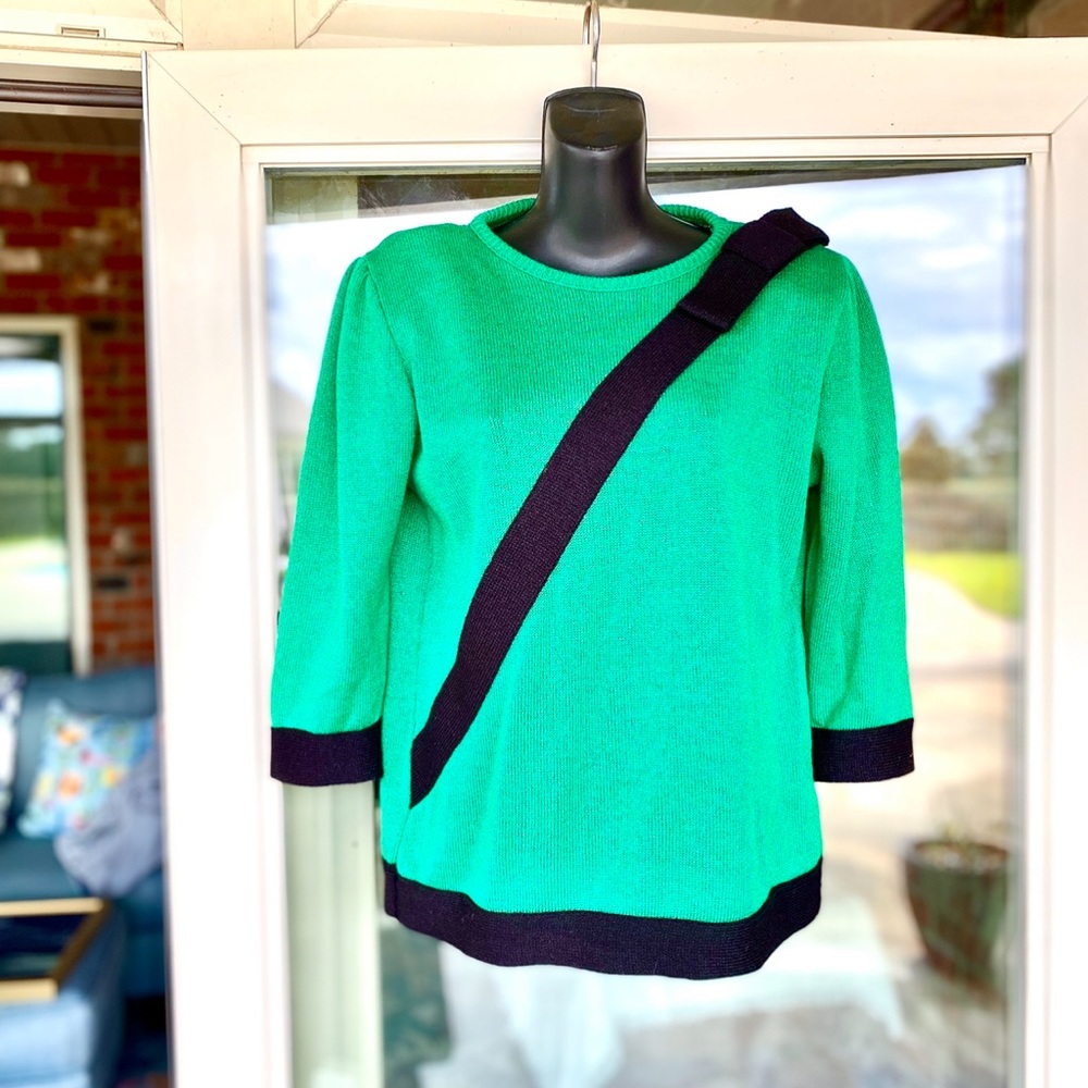 Bow Color Block 80s Sweater Size Small